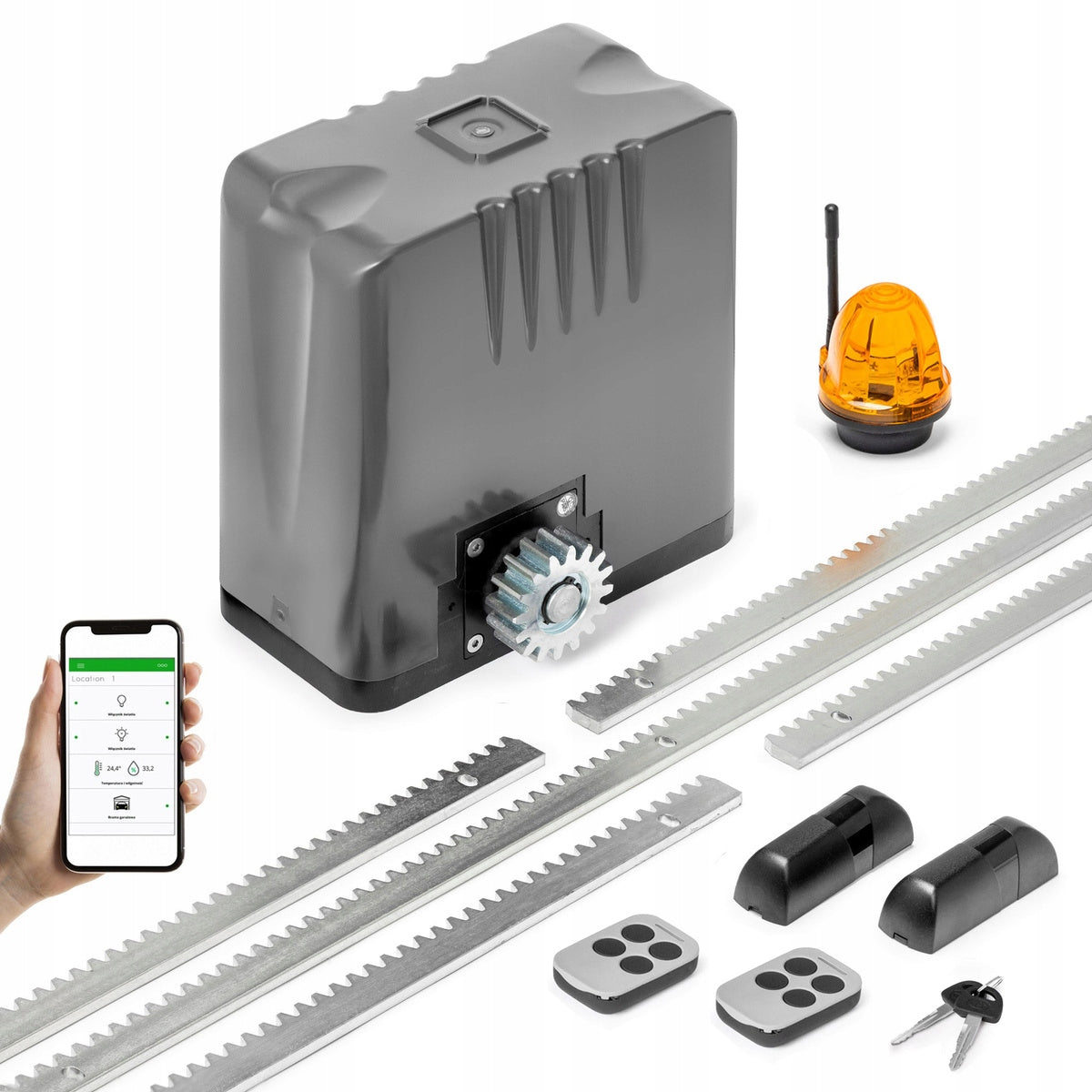 ARM1000PRO - napęd do bramy przesuwnej 6m/1000kg z fotokomórkami, stalową listwą, 2x PowerSafe i WiFi